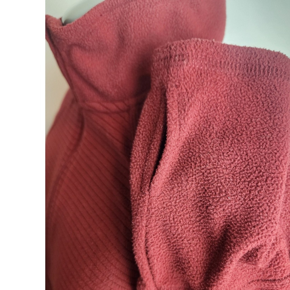 St Johns Bay Active Womens Burgundy Quarter Zip Fleece Pullover Ribbed‎ Medium - Picture 6 of 7
